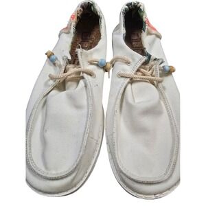 Hey Dude Wendy Natural Salt Women Size 7 Cream Canvas Loafers 122150212‎